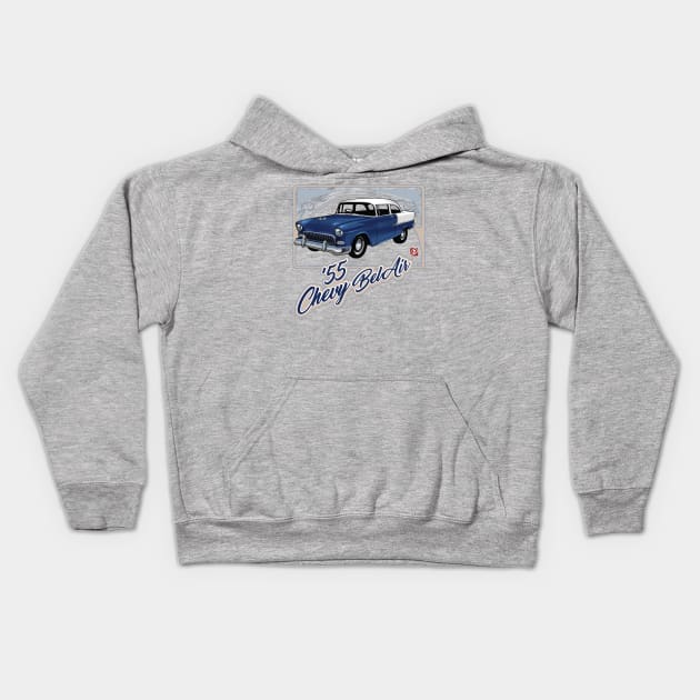 '55 Chevy Bel Air Kids Hoodie by D.H. Kafton Studio